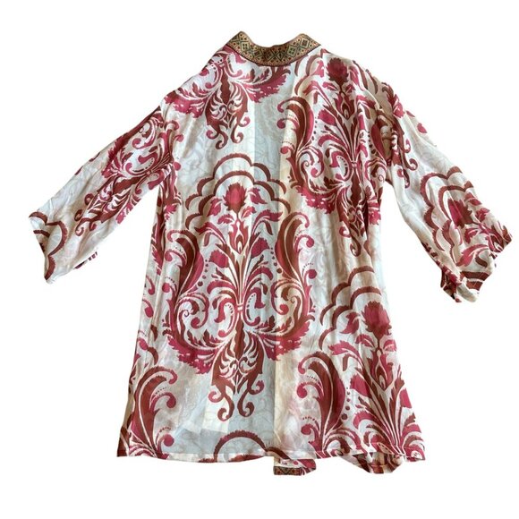Soft Surroundings Jakarta Open-Front Kimono Chiffon Embroidered Size L/XL Womens - Picture 7 of 11